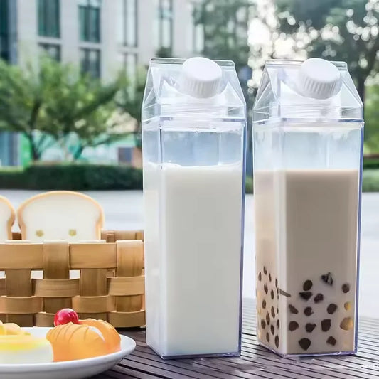 Transparent Milk Box Water Bottle Portable BPA Free Reusable Drink Cup