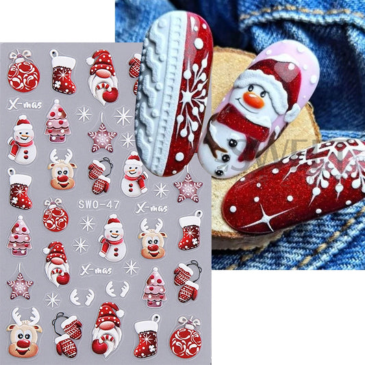 Christmas Santa Snowman Nail Art Stickers Decals