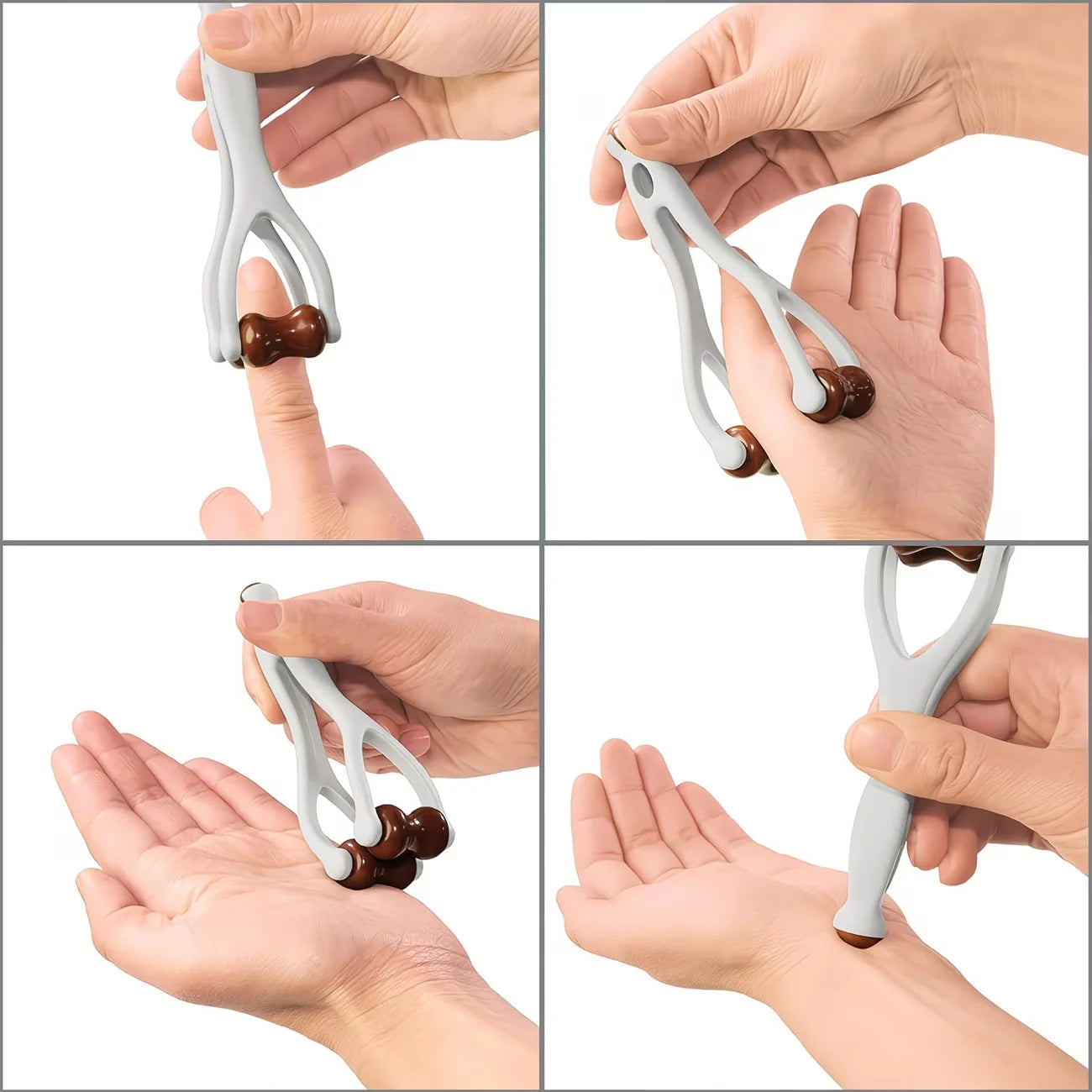 Wood Finger Massage Roller Hand Acupressure Stick Relief Tool - 8