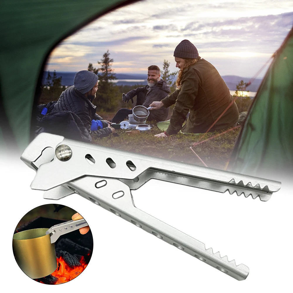 Portable Camping Pot Gripper Anti Scald Pan Clip Handle for Outdoor