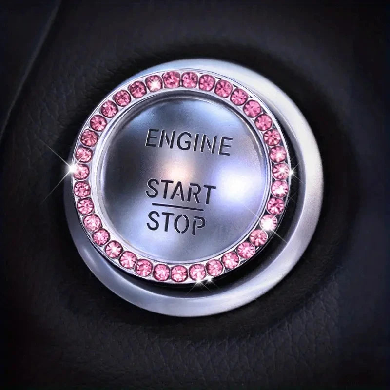 Car Engine Start Stop Button Ring Bling Rhinestone Ignition Trim - 20