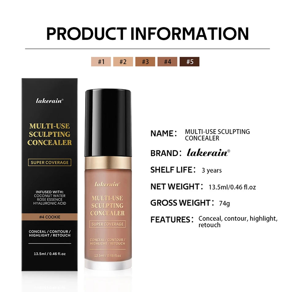 Lakerain Waterproof Concealer Matte High Coverage Liquid Foundation - 14