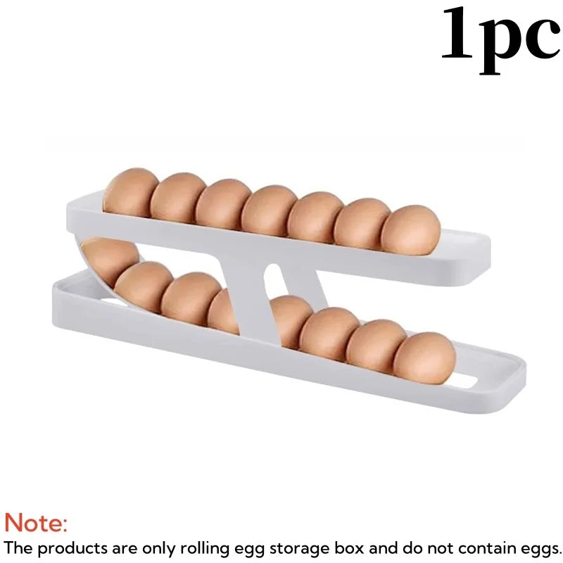 Automatic Rolling Egg Holder Fridge Dispenser Storage Organizer Tray - 13