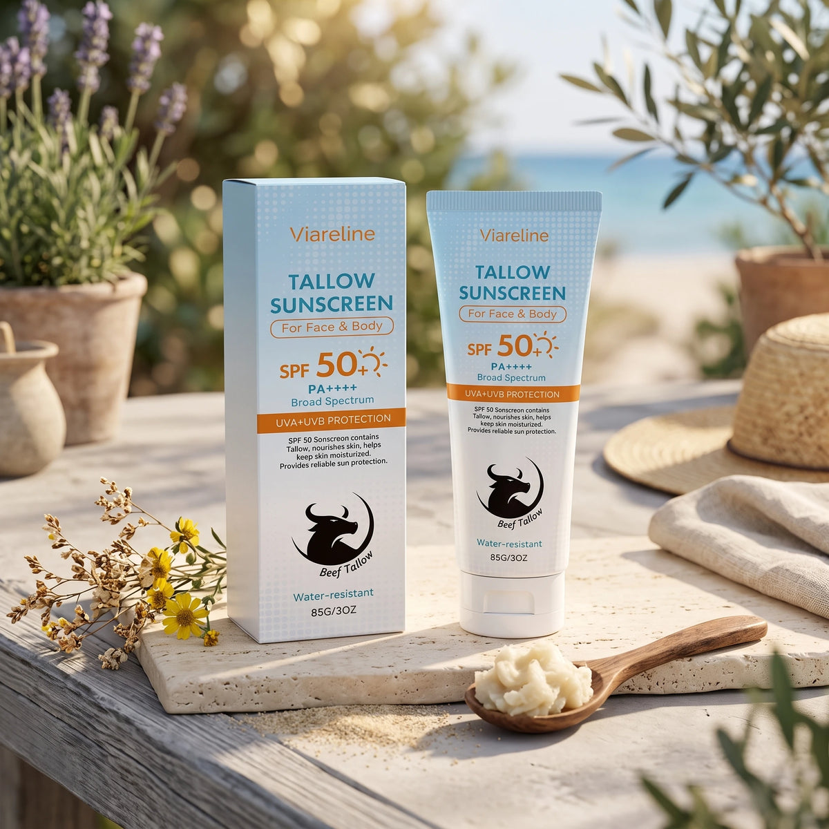 SPF 50 Tallow Sunscreen Face and Body Hydrating Barrier Repair Cream