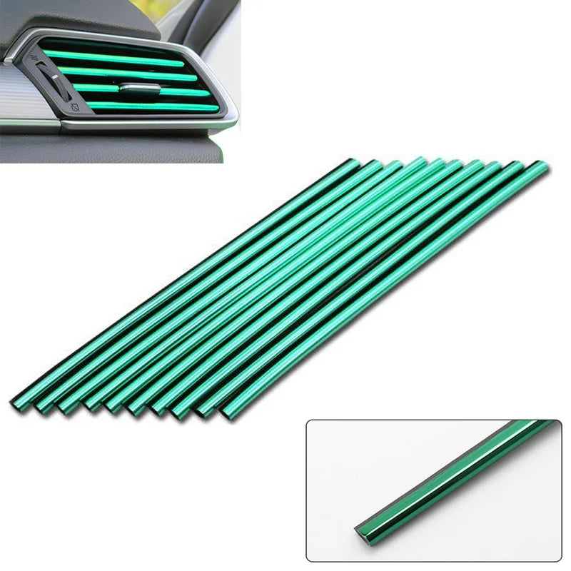 10pc Car Air Vent Trim Strips U-Shaped Interior Decorative Molding - 14