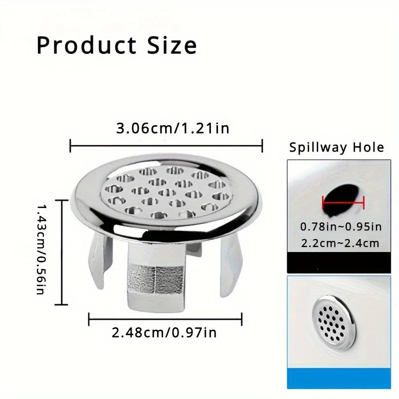 Bathroom Sink Overflow Cover Ring Chrome Basin Drain Cap Replacement - 6