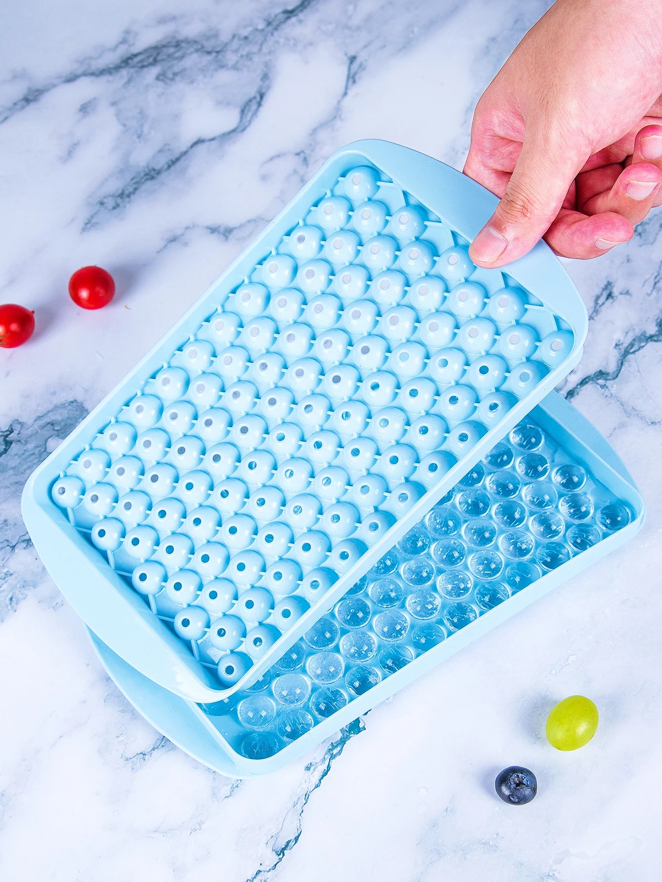 104 Cube Silicone Ice Tray Maker Stackable Sphere Ice Mold with Cover - 7
