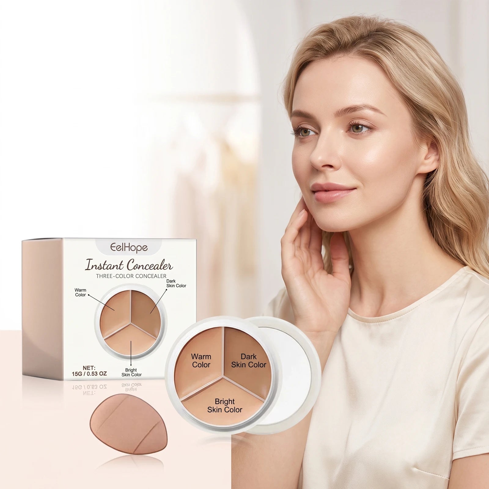 3-Color Cream Concealer Palette Dark Circle Correcting Makeup - 2