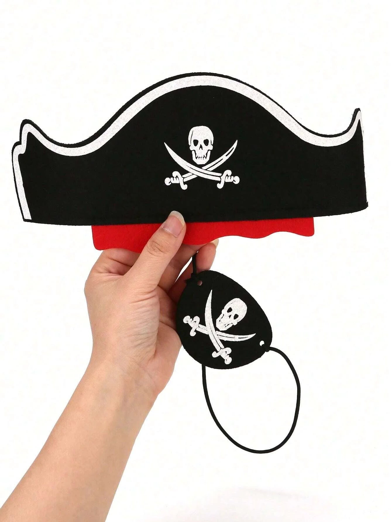 Pirate Party Set Skeleton Eye Patches and Captain Hats for Halloween