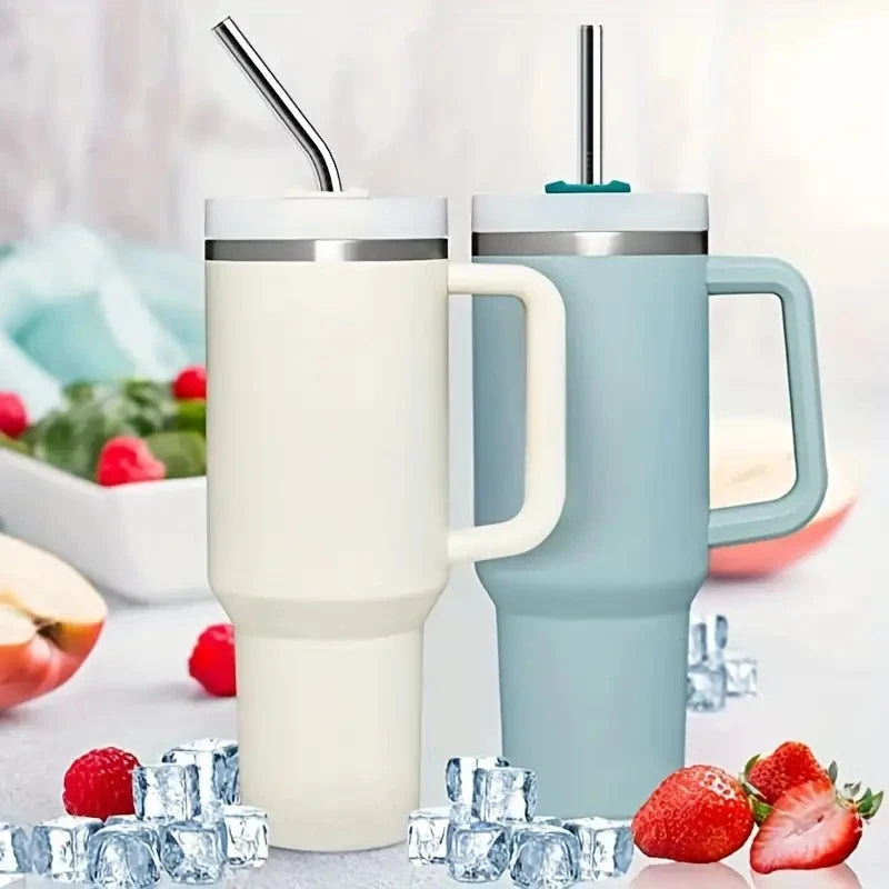 Reusable Stainless Steel Straw Set with Cleaning Brush and Storage Bag - 8