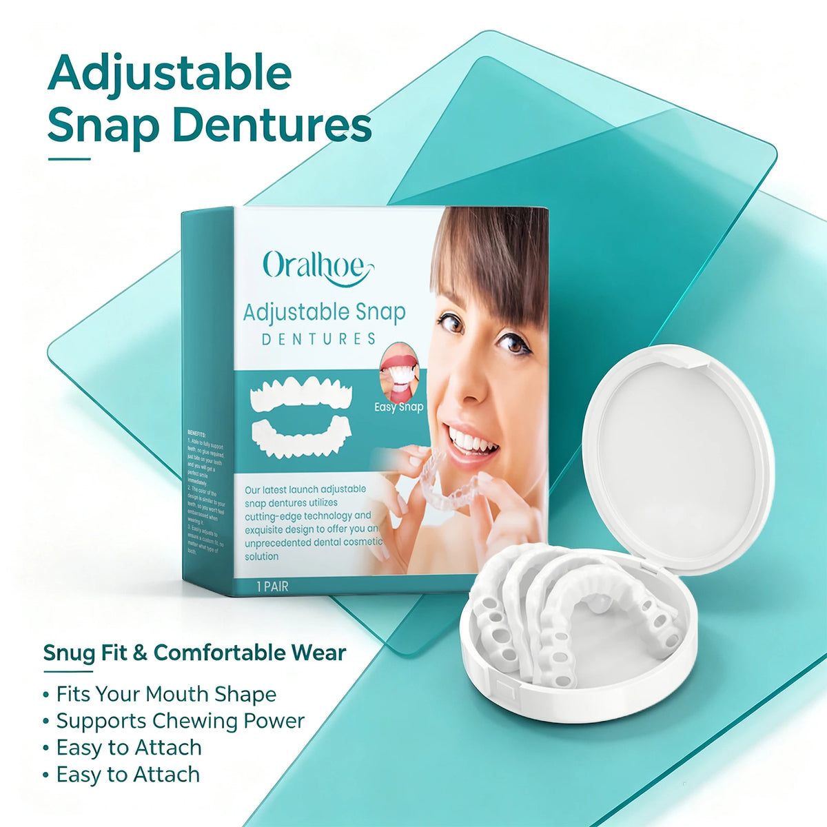 Adjustable Snap Dentures Missing Teeth Repair Upper Lower Jaw