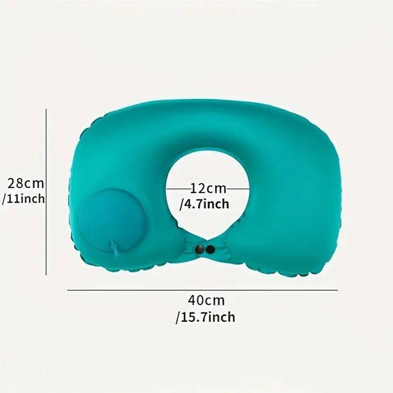 Portable Inflatable Travel Neck Pillow U Shaped Press Pump Cushion - 6