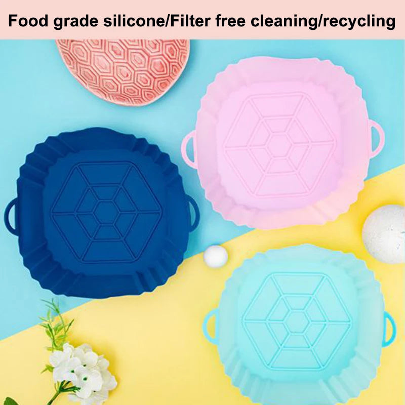 Square Silicone Air Fryer Liner Reusable Baking Pot Tray Basket