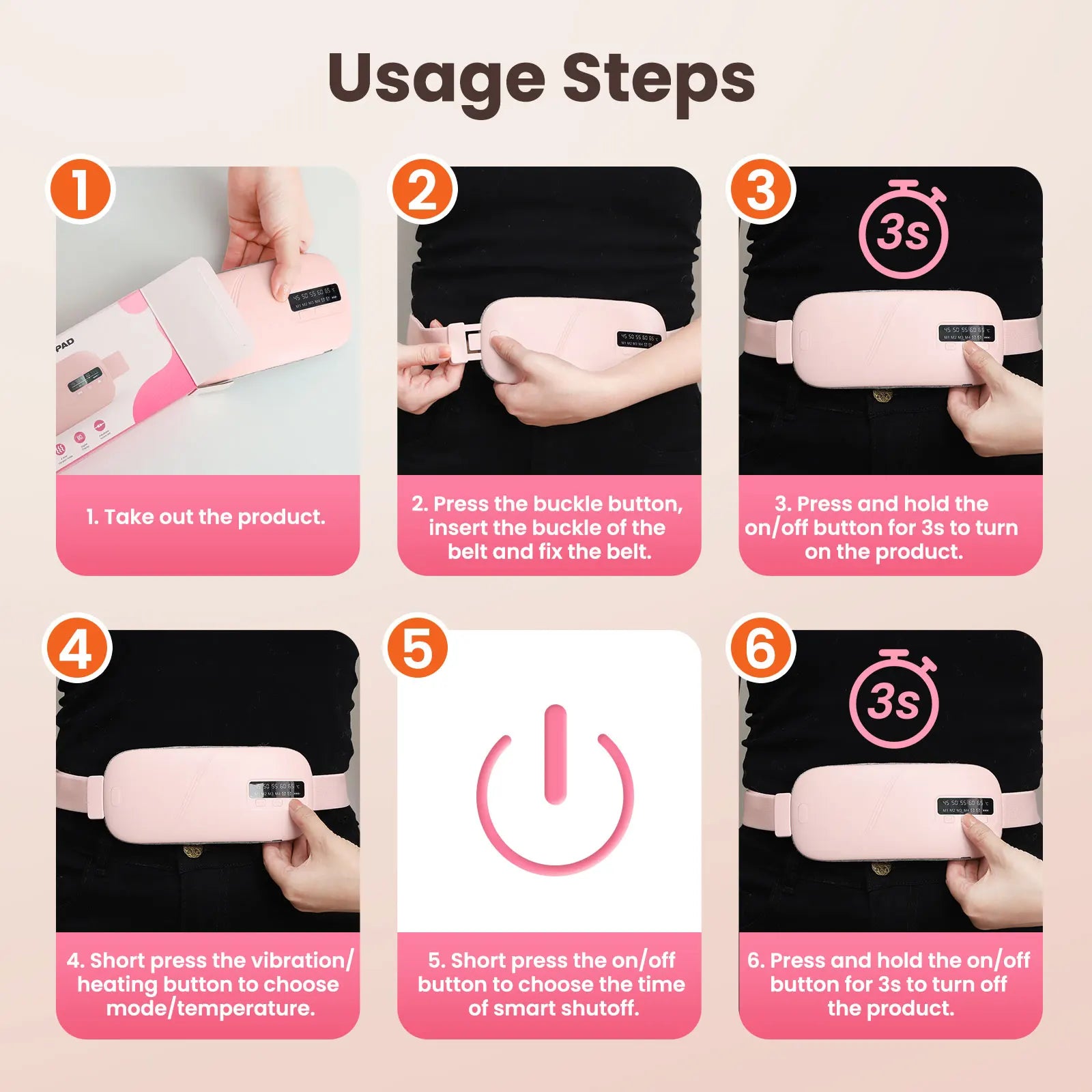 Cordless Menstrual Heating Pad Portable Abdominal Warmer Belt - 18