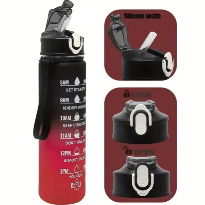 Motivational Time Marker Water Bottle Leak Proof Sports Hydration Jug