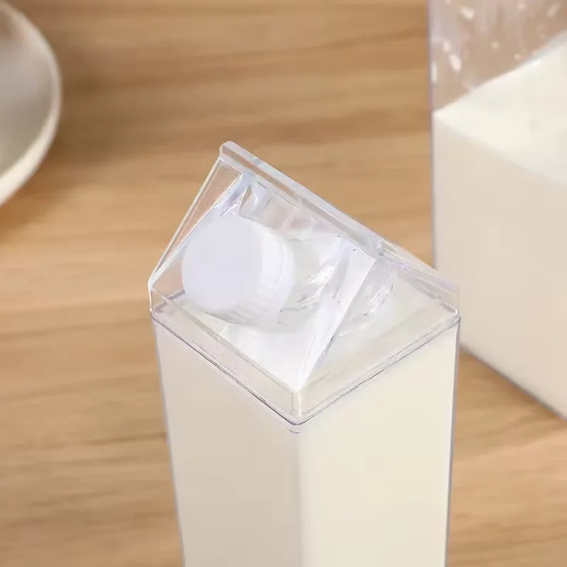 Transparent Milk Box Water Bottle Portable BPA Free Reusable Drink Cup - 3