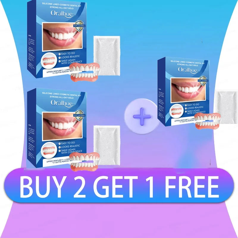 Silicone Dentures Full Set Soft Upper And Lower Fake Teeth