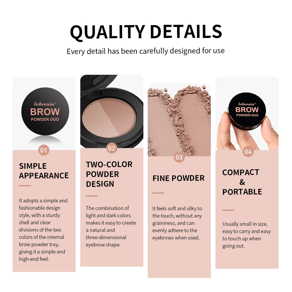 Two-Color Eyebrow Powder Long Lasting Contour and Nose Shadow Makeup - 5