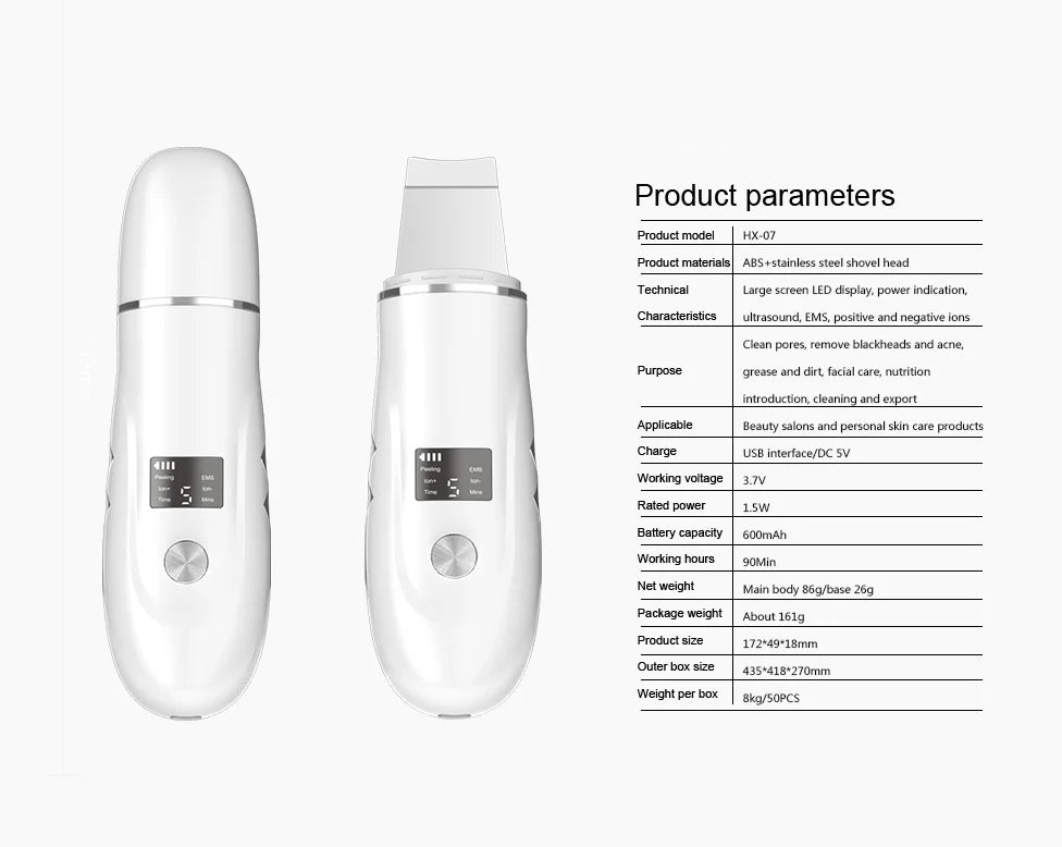 4 in 1 Ultrasonic Facial Skin Scrubber & Blackhead Remover Spatula