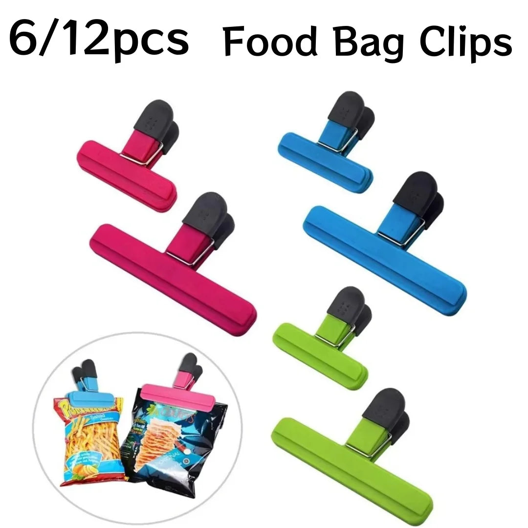 6/12Pcs Food Bag Clips Heavy Duty Airtight Snack Sealer Clamps - 1