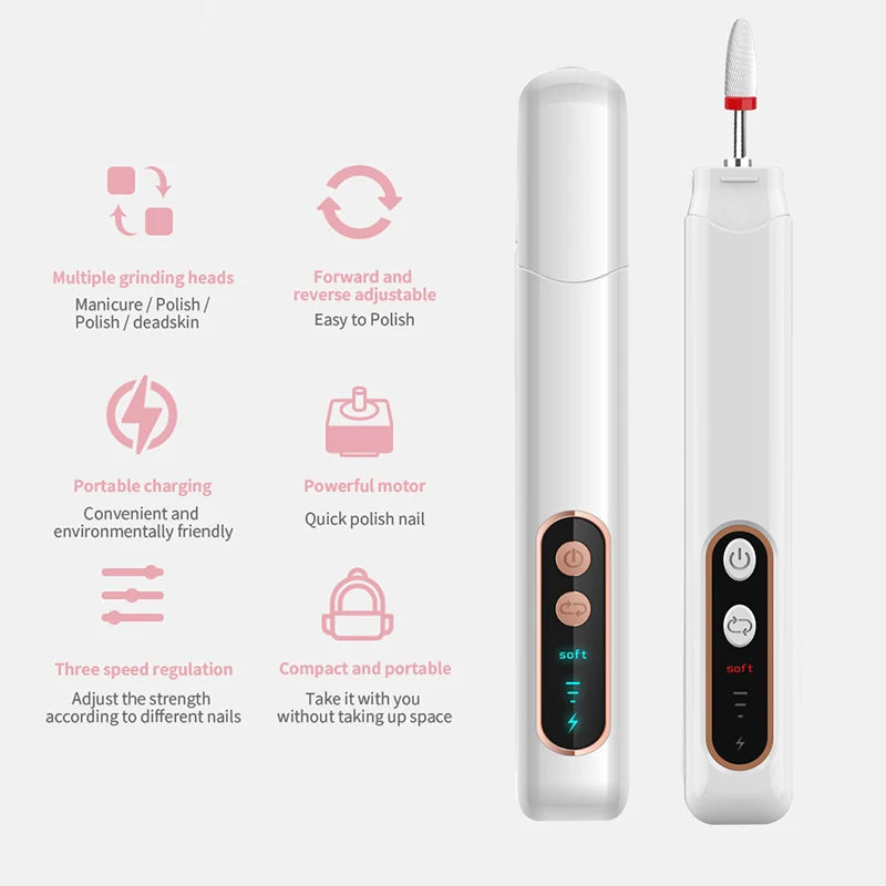Cordless Electric Nail File Set Manicure Pedicure Drill Machine