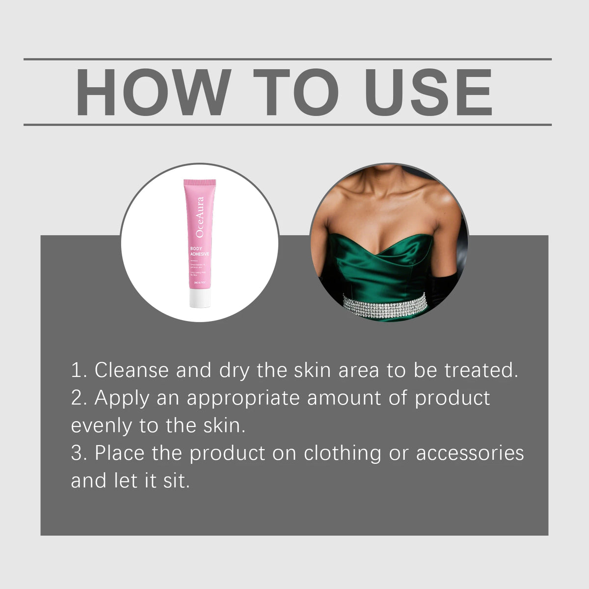 OceAura Body Adhesive for Clothing and Skin All-Day Wear