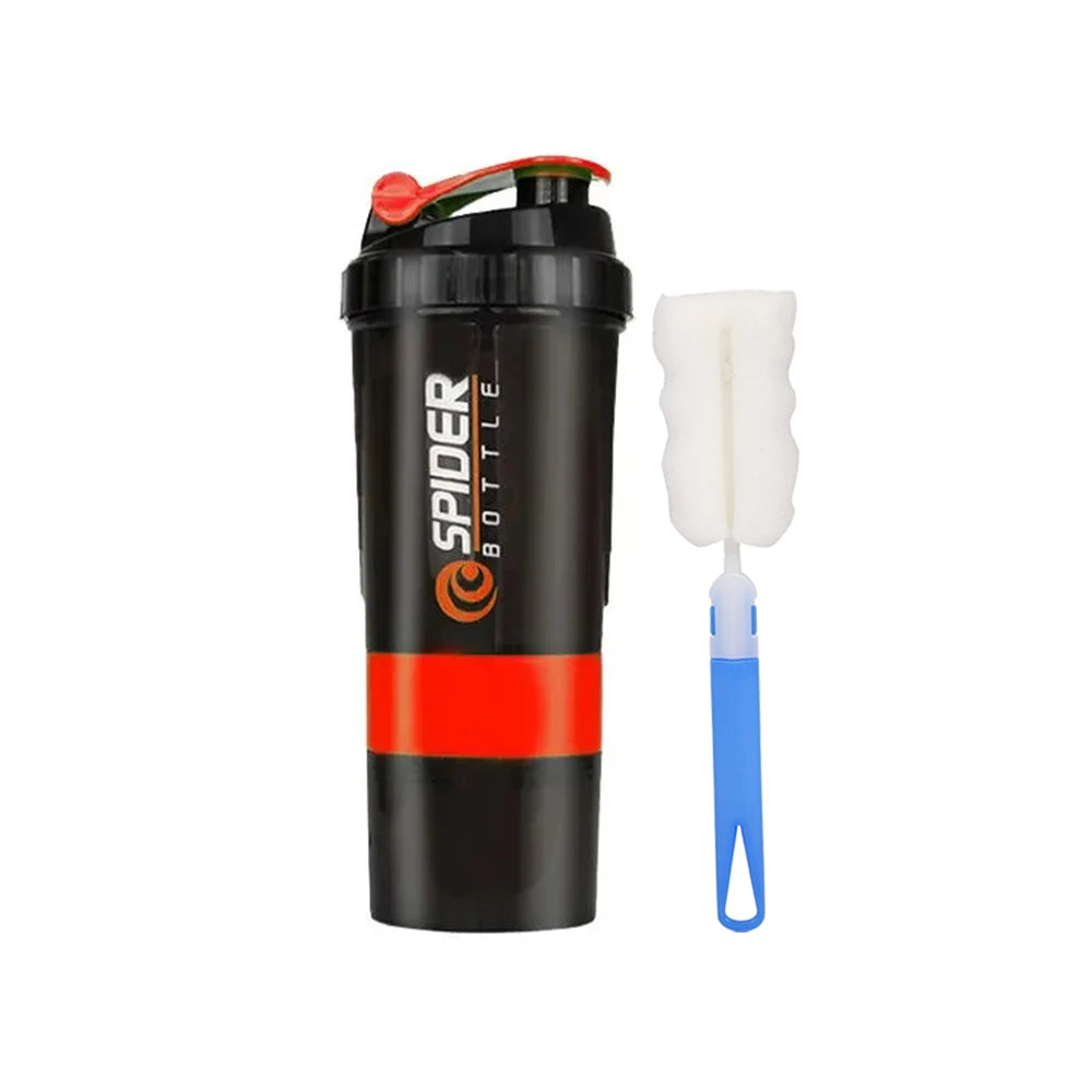 Spider Protein Shaker Bottle 3 Layer Gym Mixer Cup Leak Proof - 8