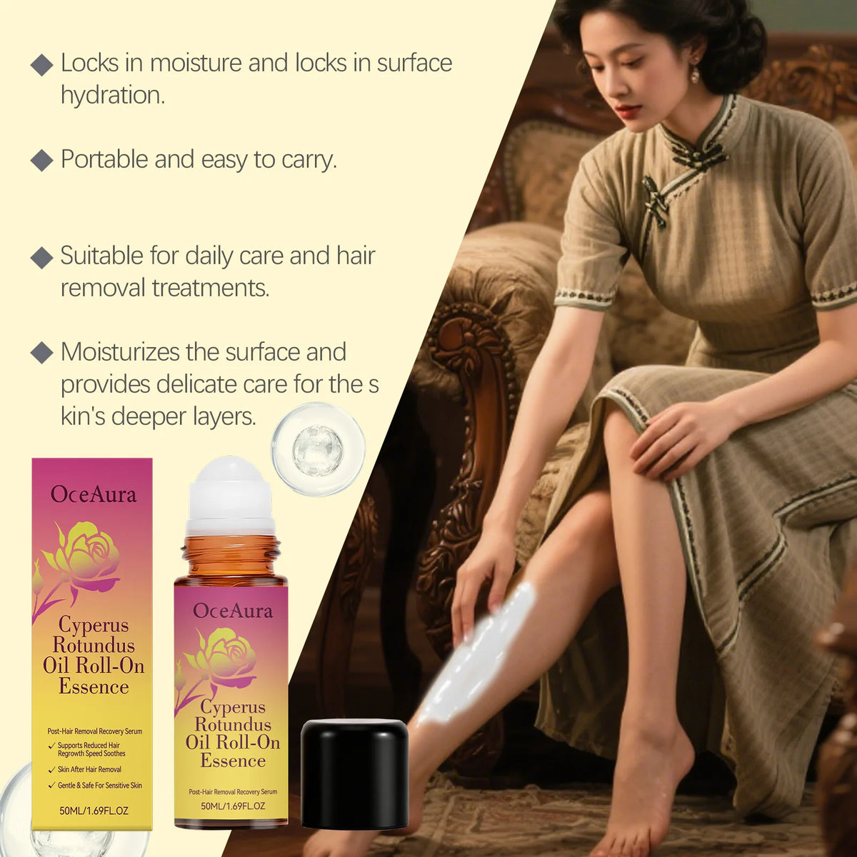 OceAura Cyperus Rotundus Roll On Oil Essence Post Hair Removal Care