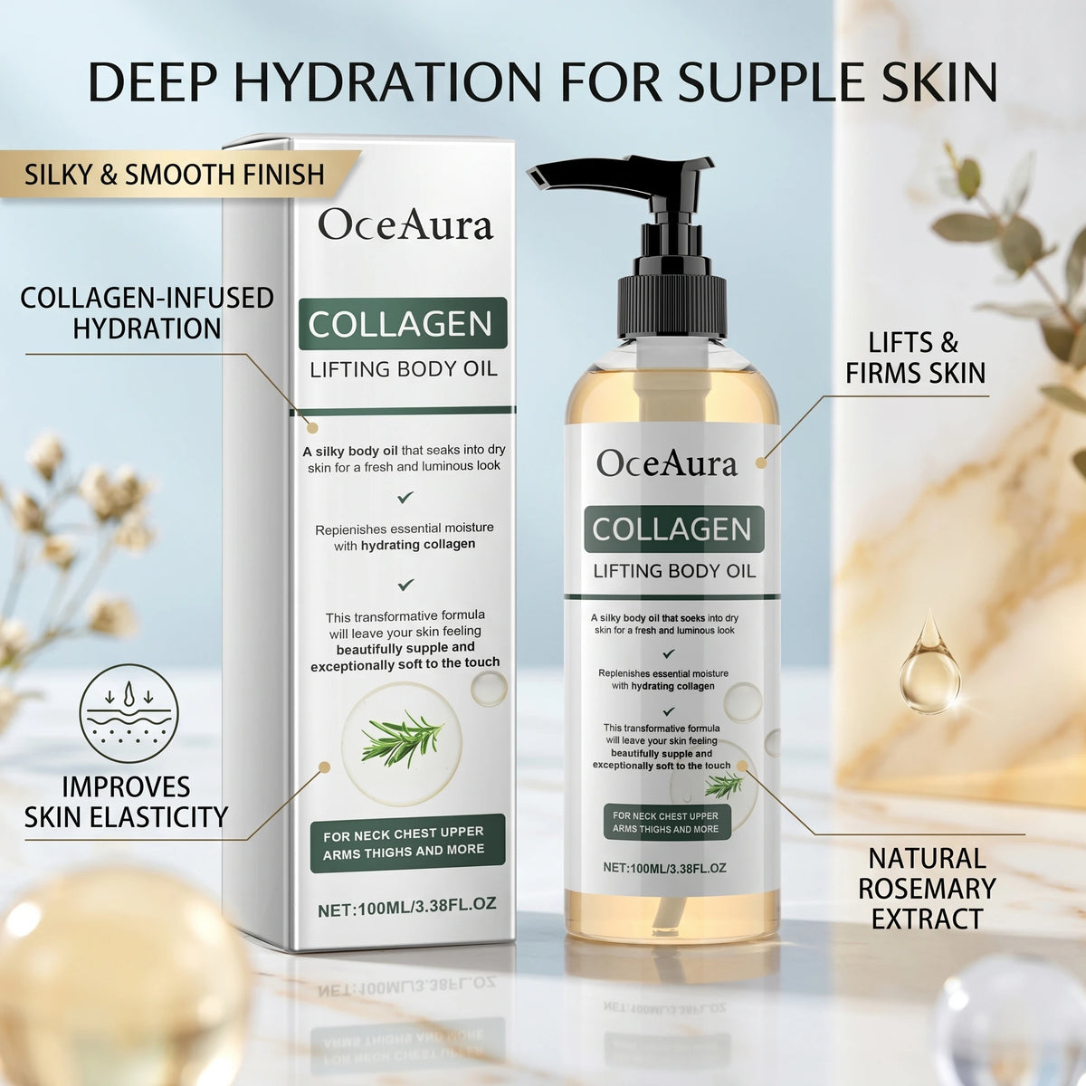 Collagen Body Firming Massage Oil Tightening Hydrating Skin Care