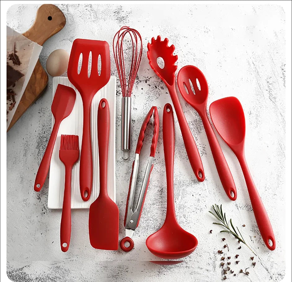 10 Piece Silicone Kitchen Utensil Set Nonstick Heat Resistant Cookware