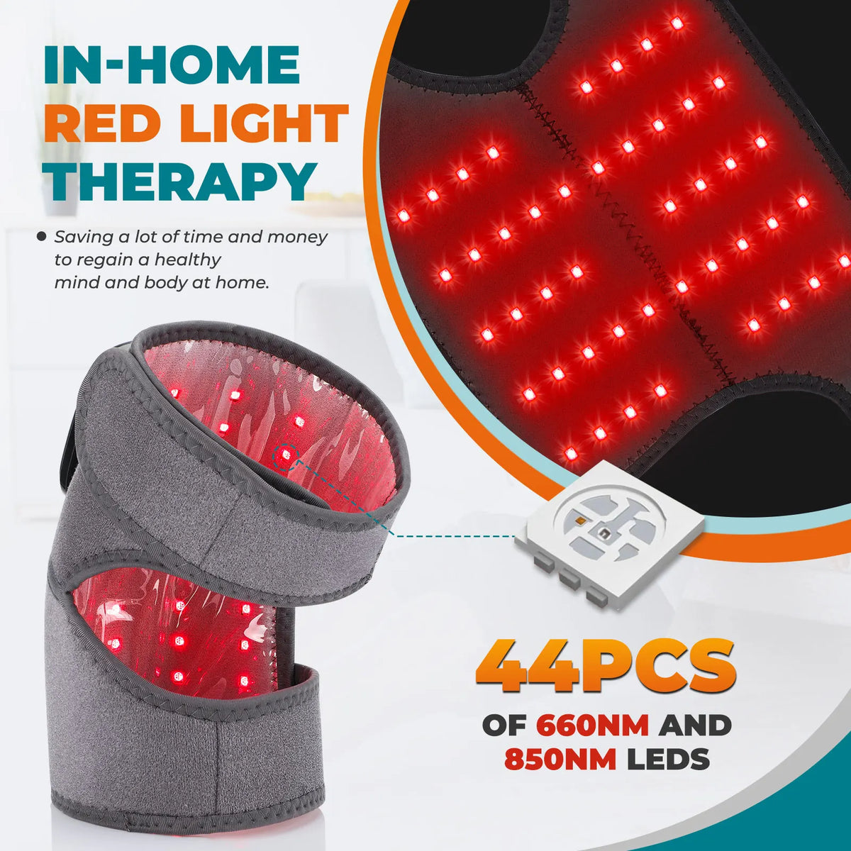 Cordless Heated Knee Wrap with Red Light and 4 Temp Settings