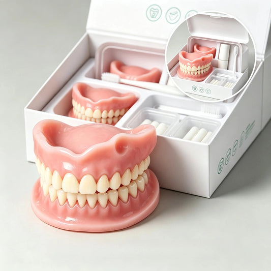 Silicone Full Dentures Upper Lower Soft False Teeth Oral Care