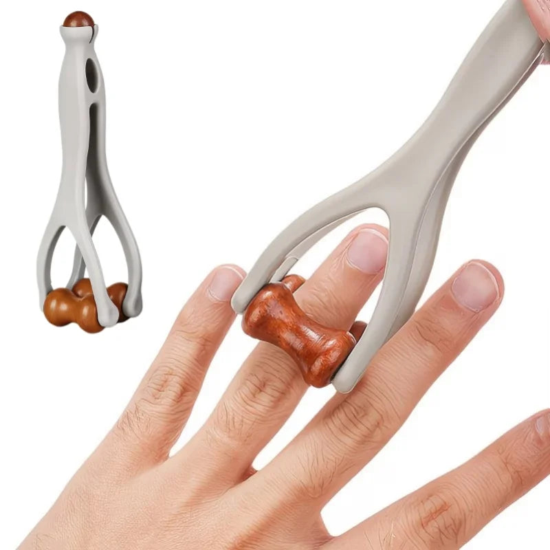 Wood Finger Massage Roller Hand Acupressure Stick Relief Tool