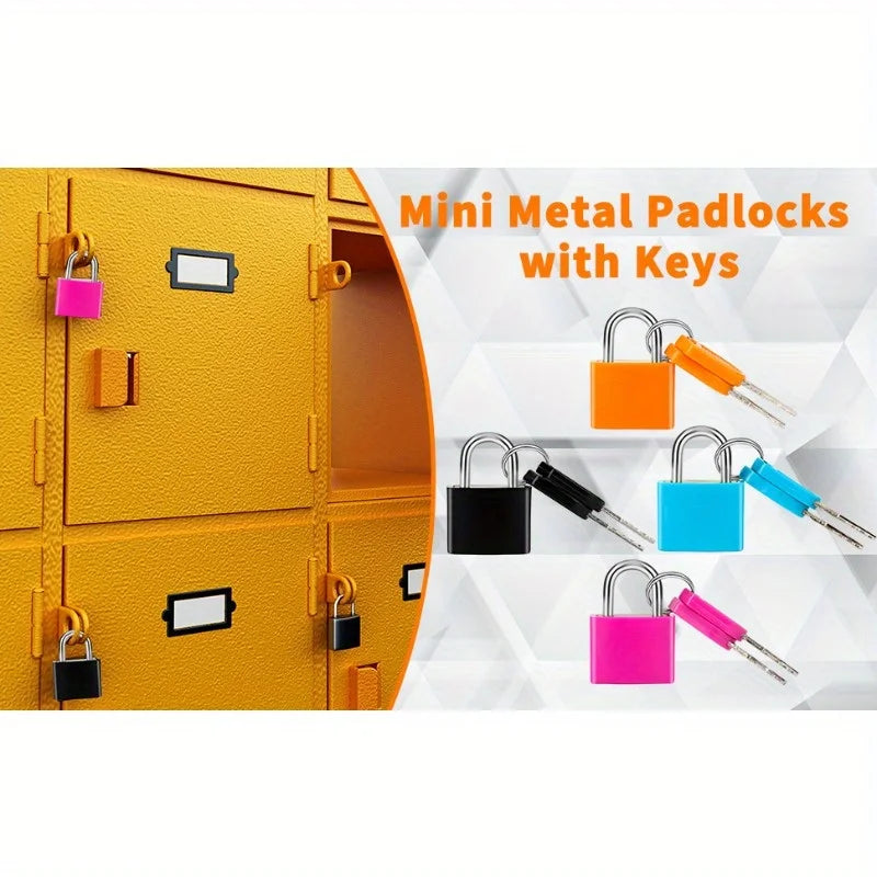 6pc Small Padlock Set with Keys Portable Travel Suitcase Diary Lock