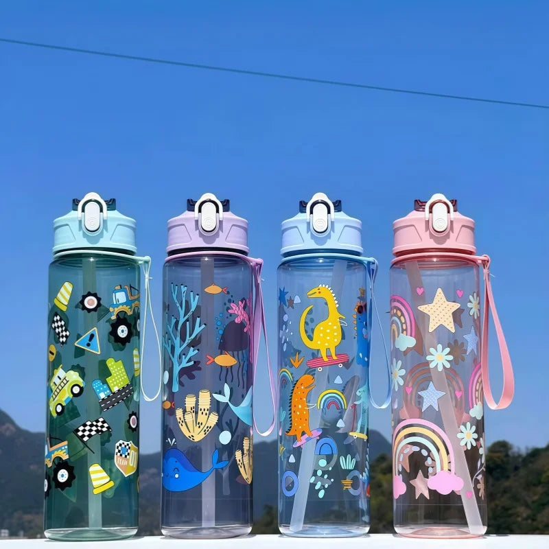 750ml Dinosaur Kids Water Bottle Leakproof Sippy Cup with Straw