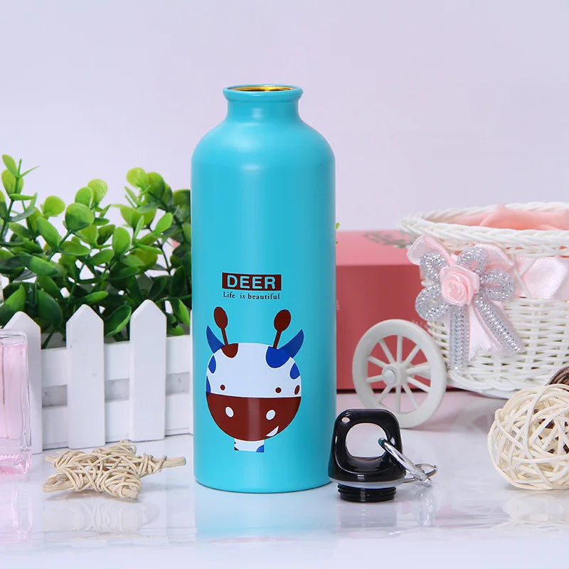 Cute Animal Water Bottle 500ml Portable Aluminum Kids Sports Flask - 10