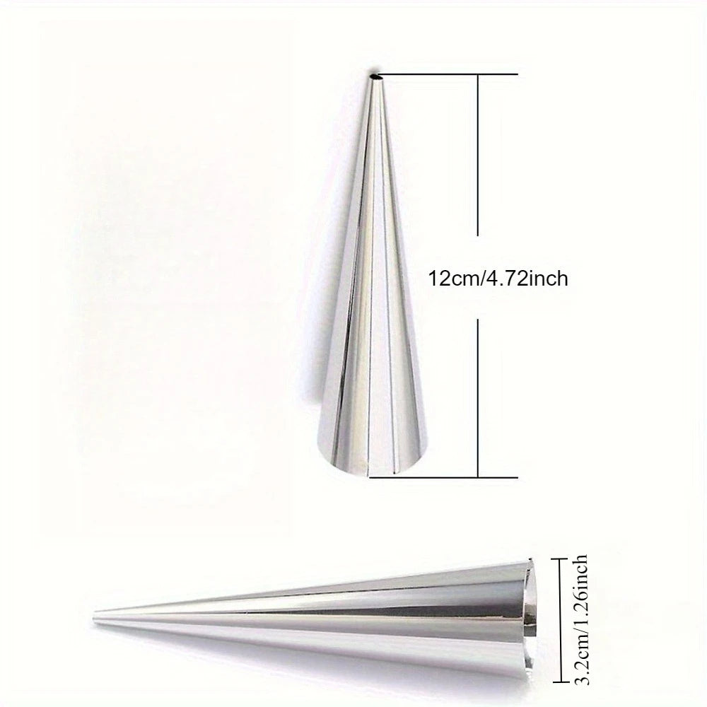 10pcs Stainless Steel Cream Horn Molds Croissant Cone Baking Tubes - 6