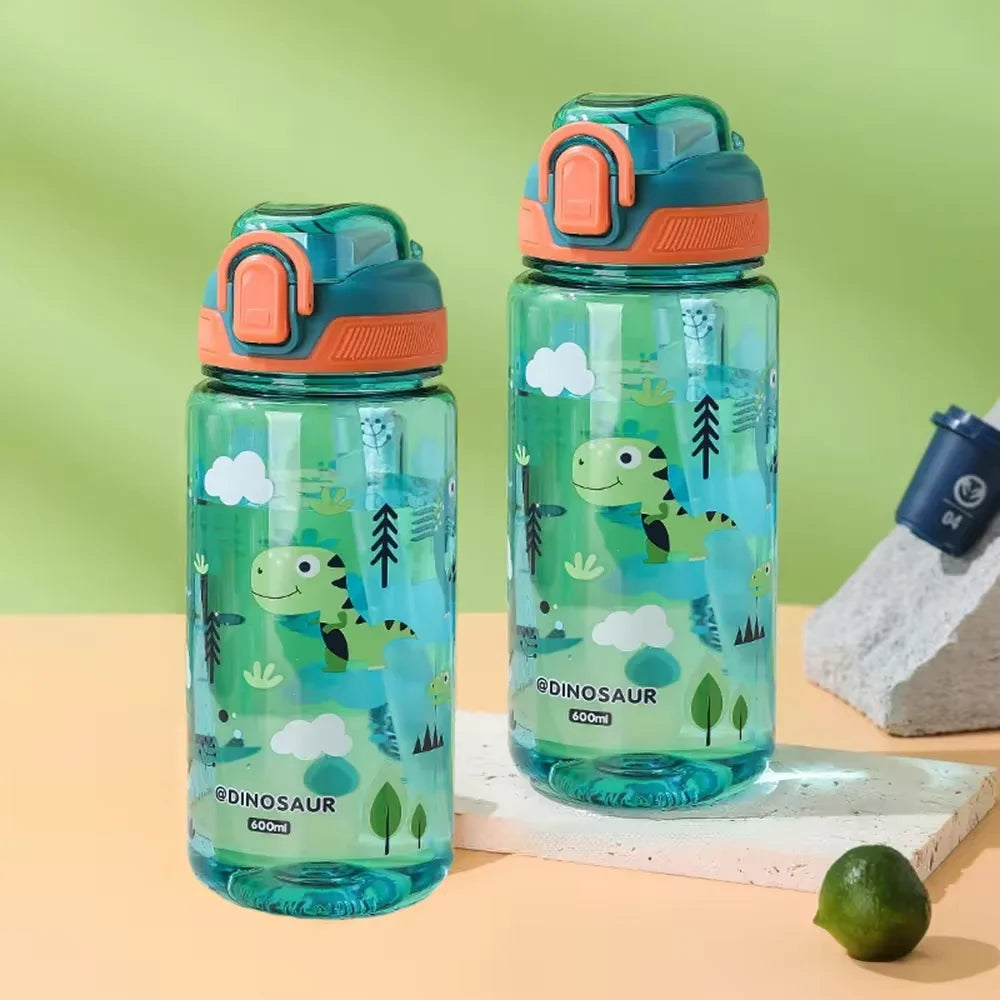 600ml Cartoon Animal Water Bottle Portable Straw Cup for Kids - 19