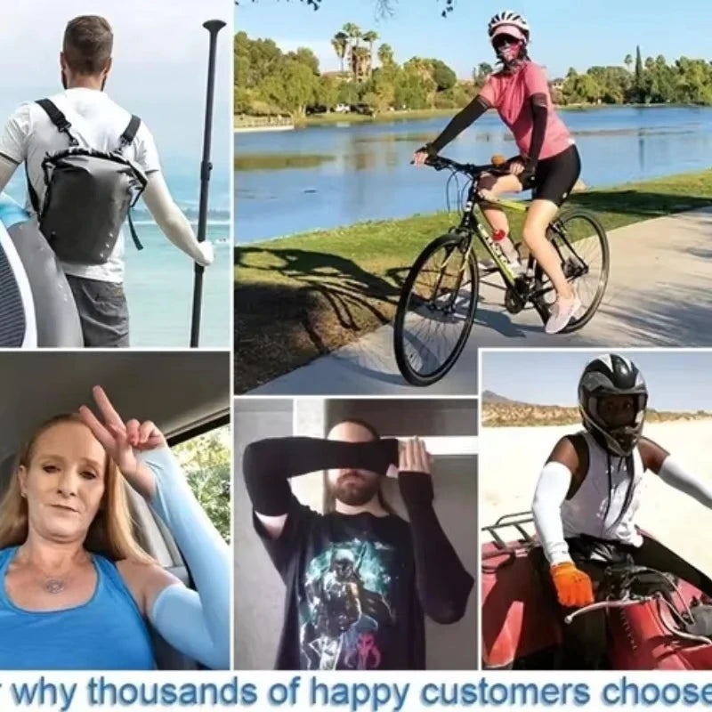 UV Protection Arm Sleeves Cooling Sunblock Covers for Sports Cycling - 7