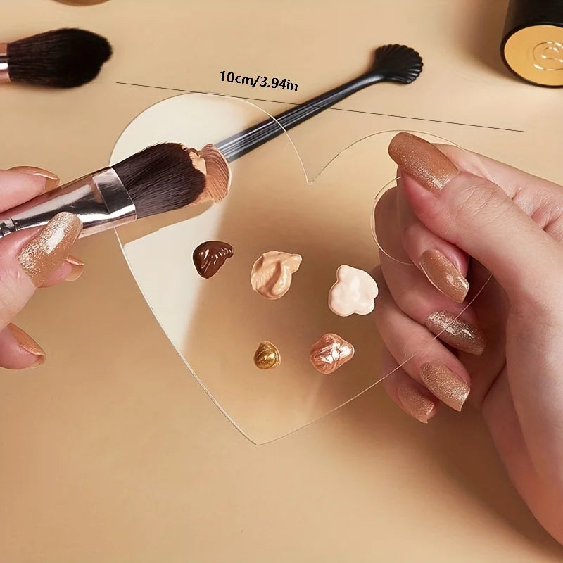 Acrylic Makeup Palette and Spatula Set for Foundation Blending - 6