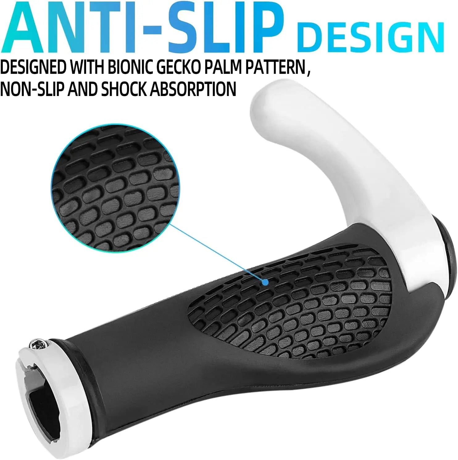 Ergonomic MTB Bicycle Handlebar Grips Anti Slip Rubber Lock On Set