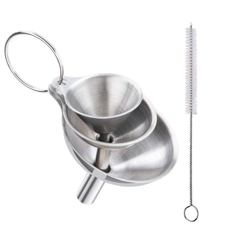 Stainless Steel Kitchen Funnel Set for Liquids and Spices Transfer - 10