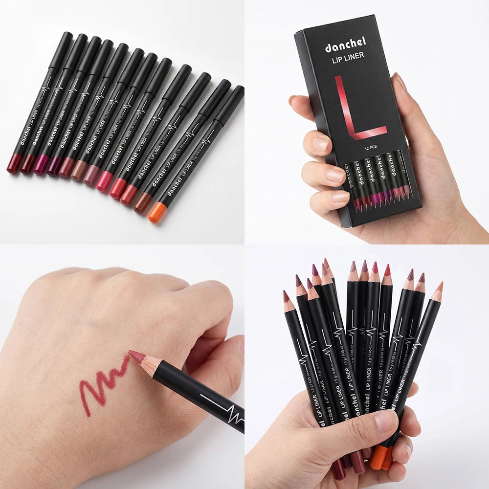 Semi-Matte Lip Liner Pencil Set Waterproof Smudge-Proof Cosmetics - 19