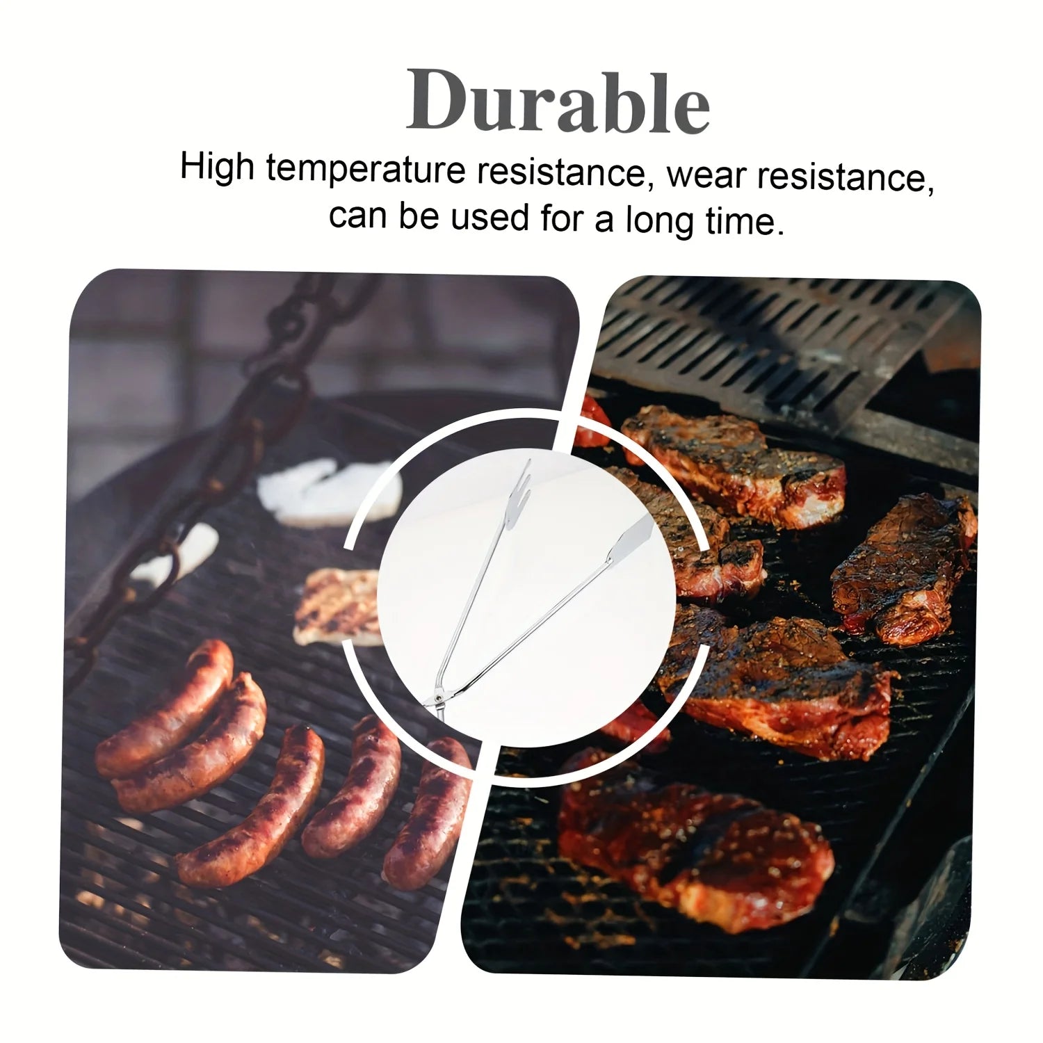 3Pcs Stainless Steel BBQ Scissor Tongs Kitchen Food Grill Clamps