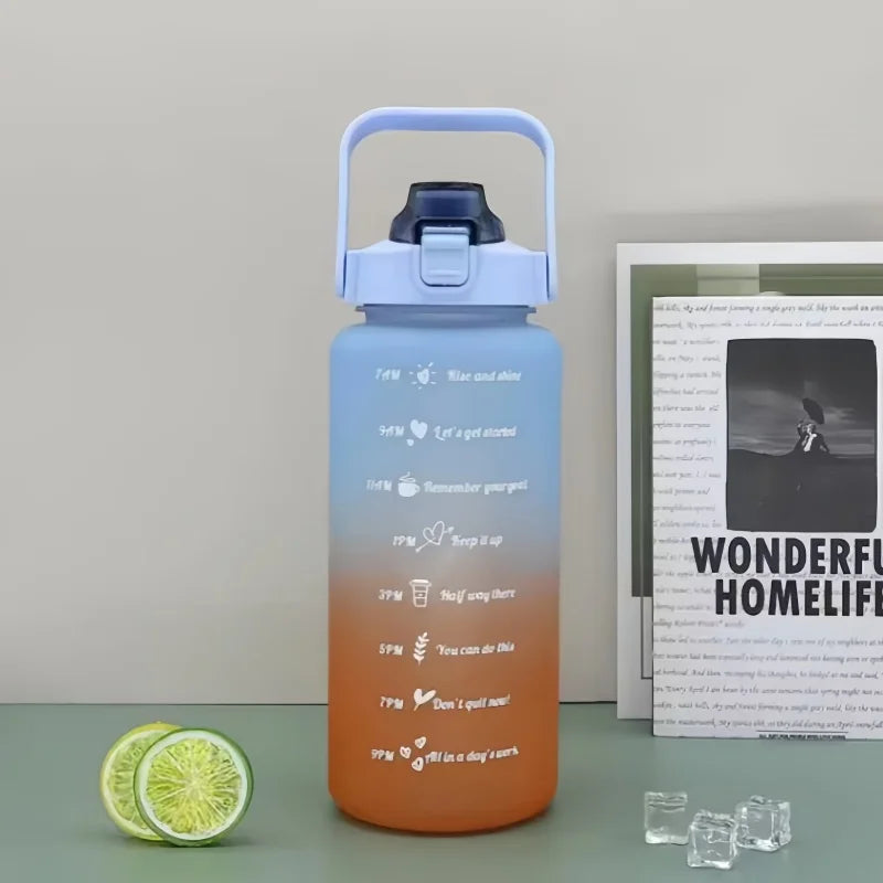 2L Motivational Water Bottle with Straw Leak Proof Sport Fitness Jug - 9