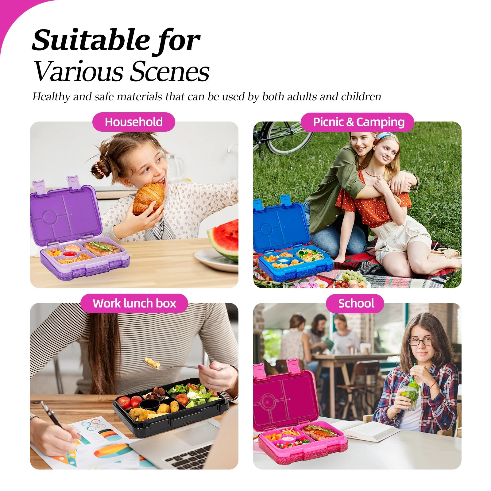 1100ml Leakproof Bento Lunch Box Microwavable Tritan Food Container