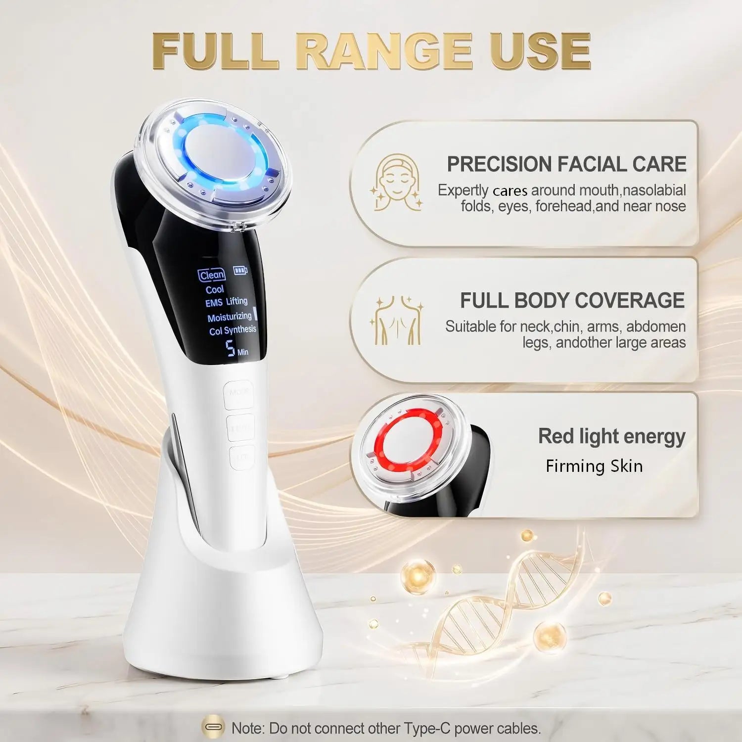 Microcurrent Facial Massager LED Light Therapy Skin Tightening Tool - 2