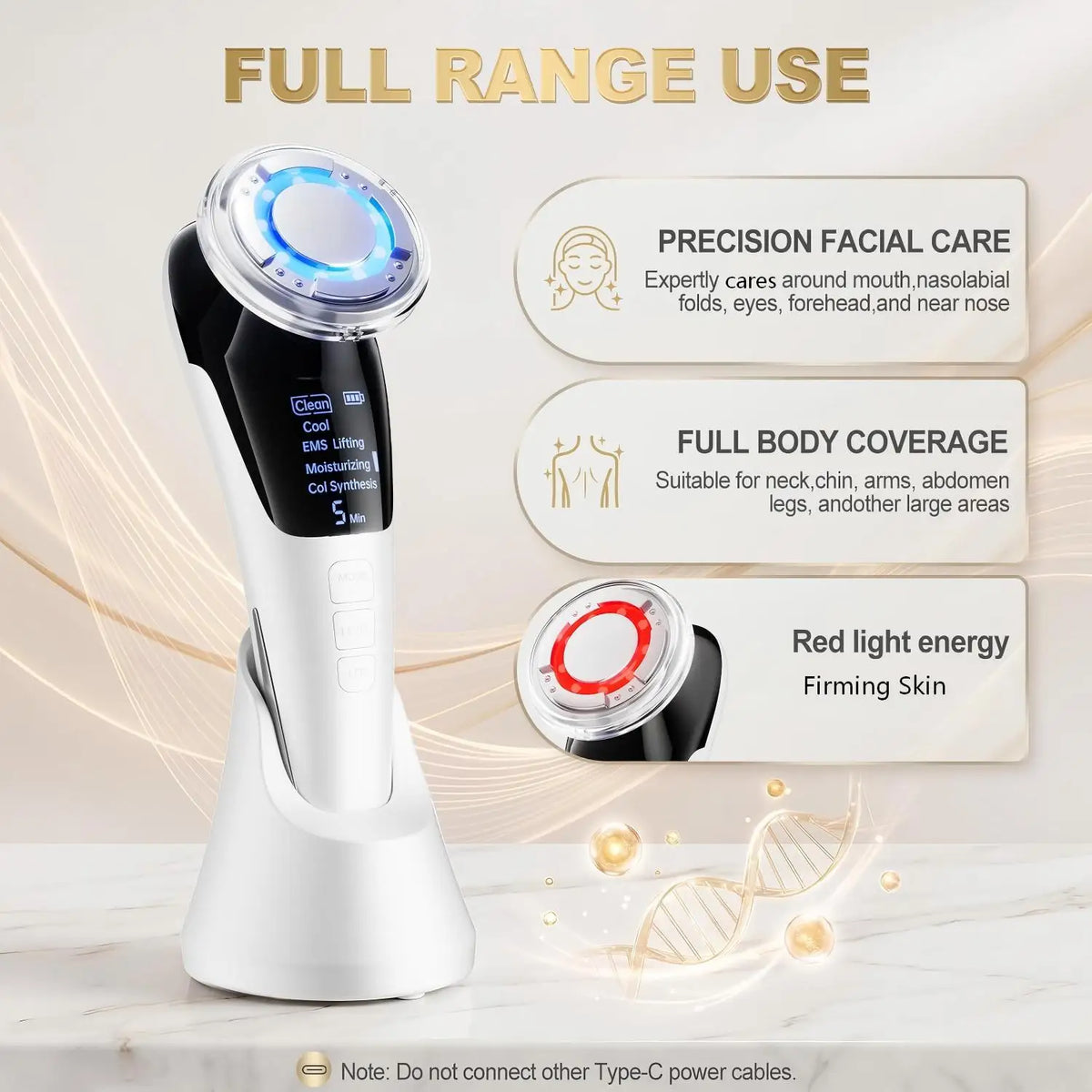 Microcurrent Facial Massager LED Light Therapy Skin Tightening Tool