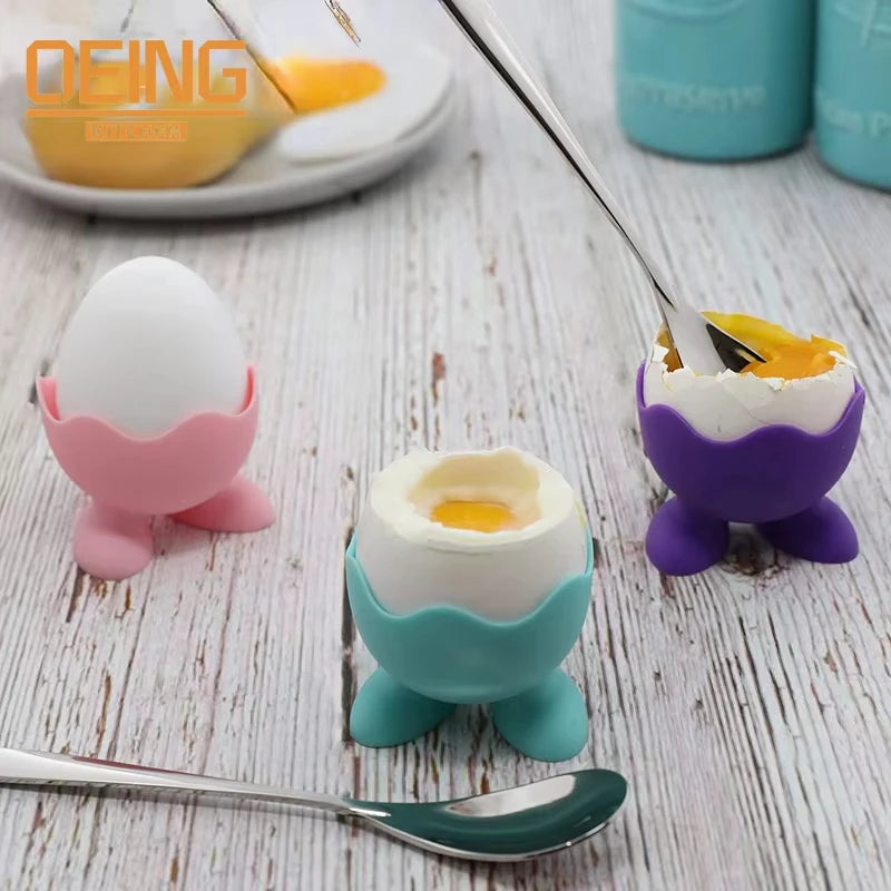 Silicone Egg Cups and Beauty Sponge Holder Stand Set - 4