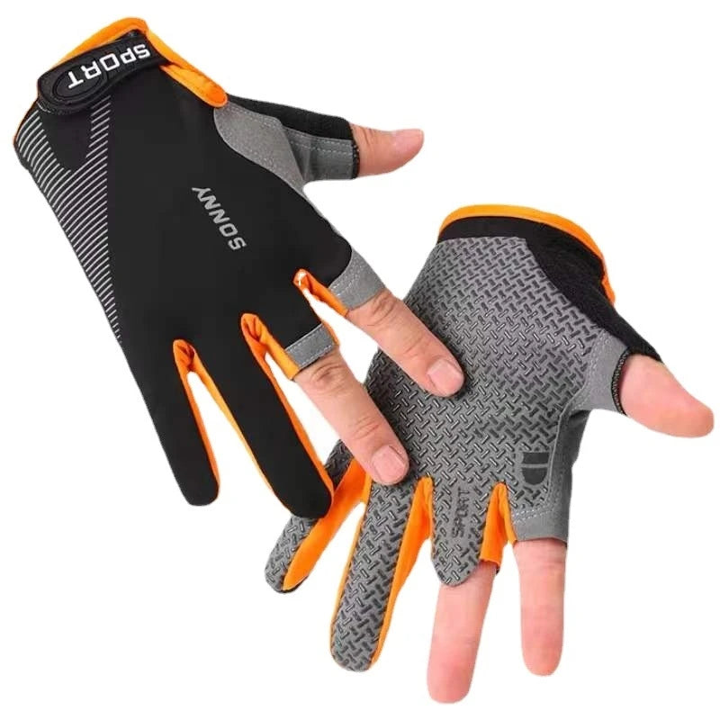 Anti-Slip Fishing Gloves Two Finger Cut Breathable Outdoor Sport Gear - 8
